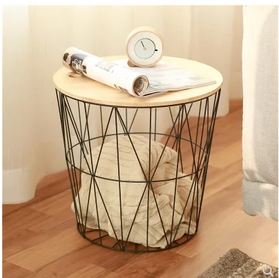 Корзина для хранения белья из металлической проволоки с деревянной крышкой, корзины для хранения игрушек из проволоки