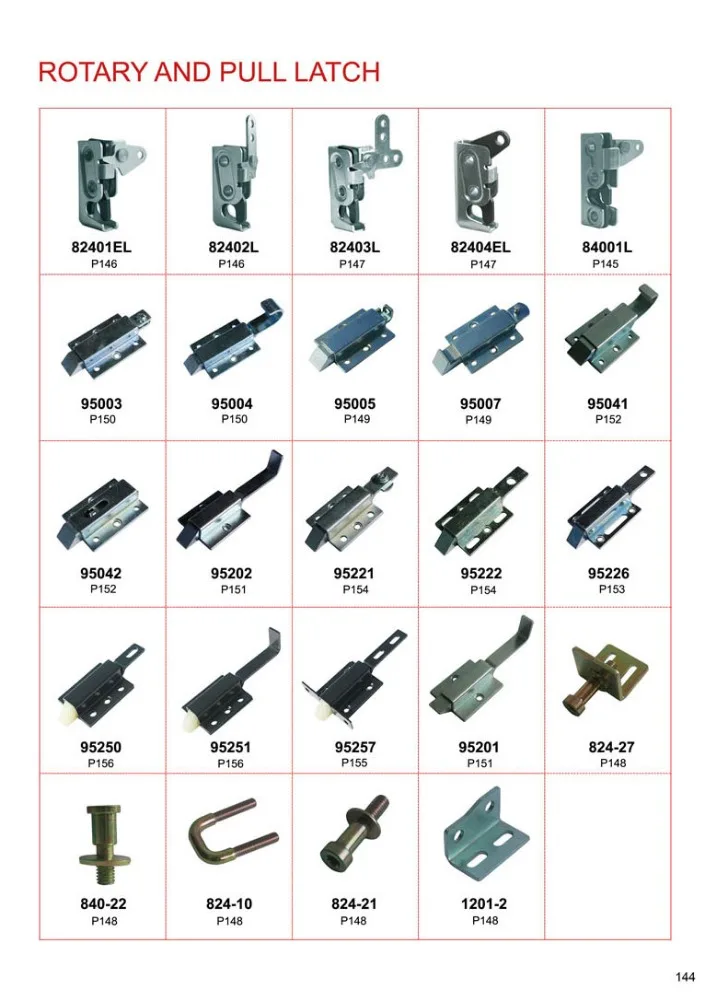 Левая или правая вращающаяся защелка с одной двумя ступенями из стали и покрыта синим цинком