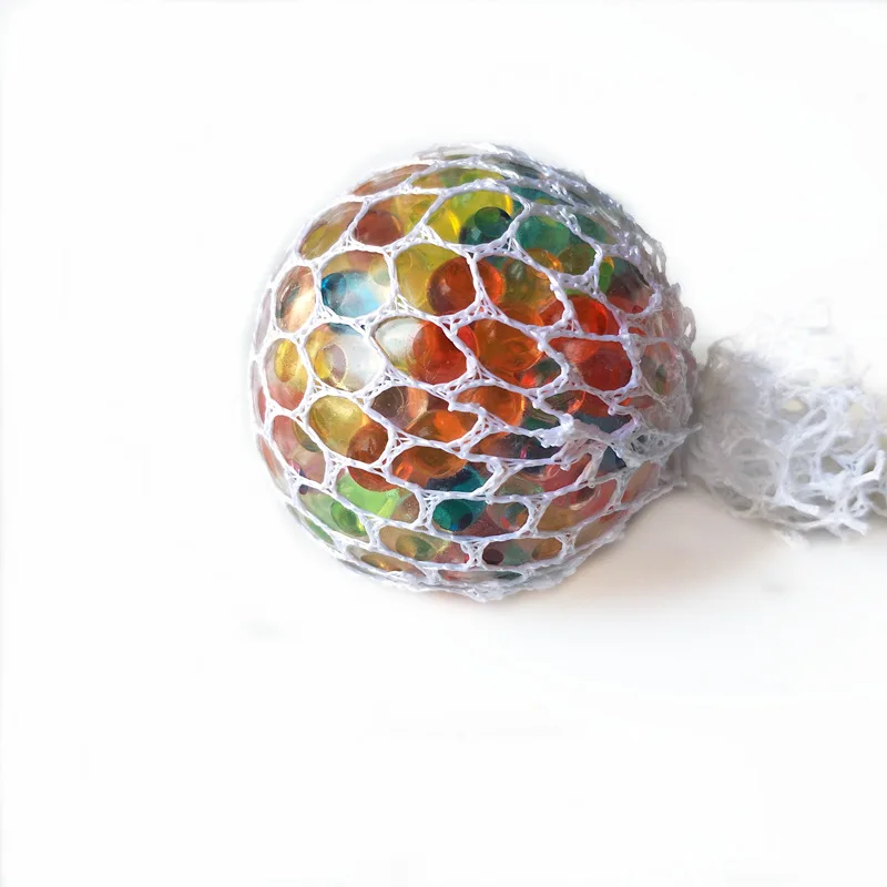 Quality grape ball Mesh Squishy stress ball with glitter inside mesh ball colour