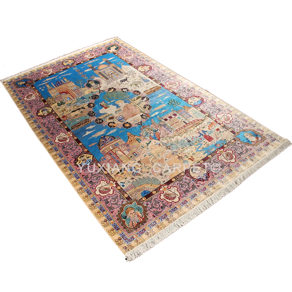 Yuxiang 6.5*10ft Constellation Design Silk Handmade Persian Rugs for Home Decor