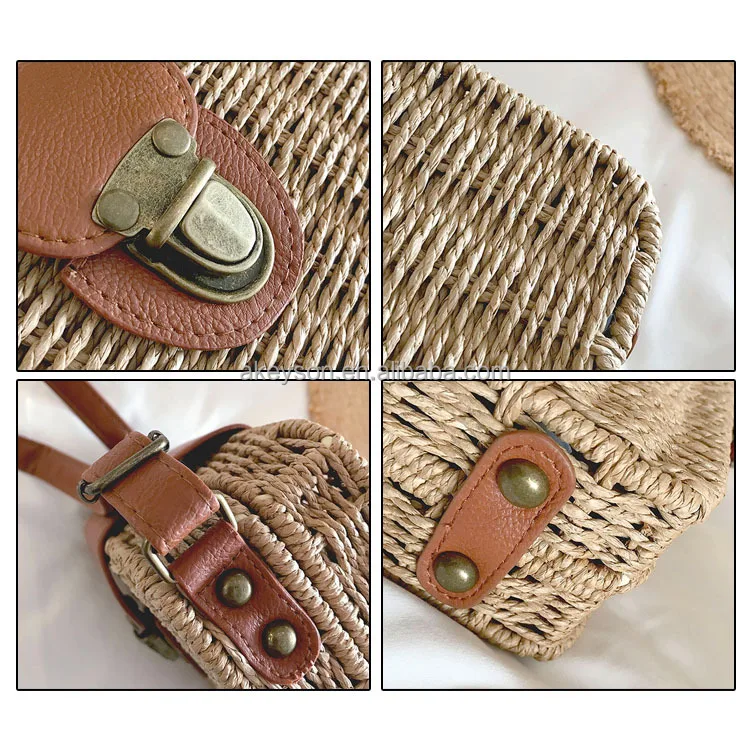 
Wholesale Monogram Personalized Women Handbag Summer Beach Rattan Woven Straw Bag 