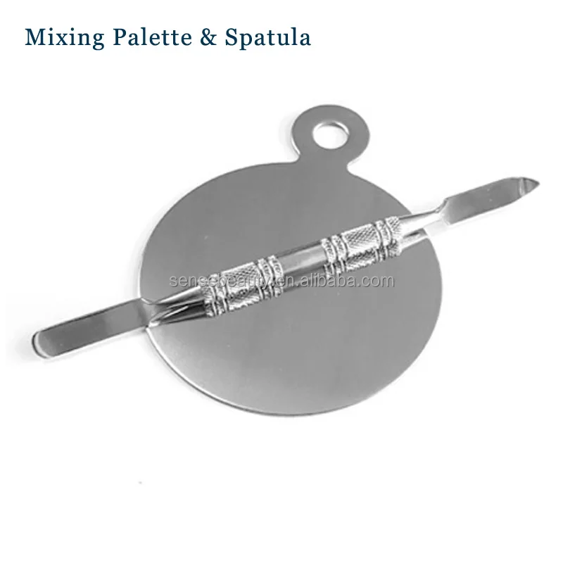 Stainless Steel Cosmetic Mixing Palette with Spatula MOQ for Logo by Laser