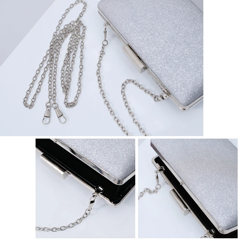 
Champagne gold glitter shoulder bag wedding women clutch evening bag 