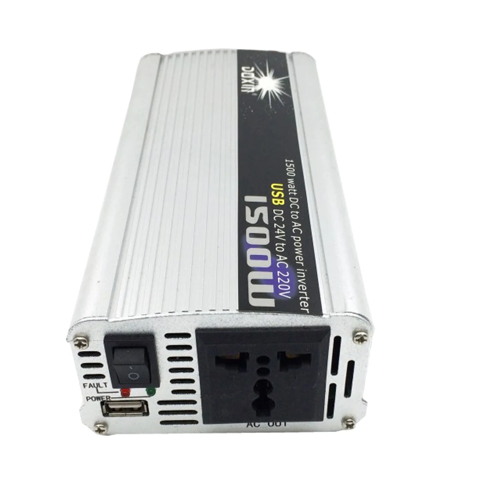 
New Arrive 1500W Power Inverter Pure Sine Wave USB DC 12V 24V to AC 220V Solar Power Inverter Peak Power 4000W Free Shipping 