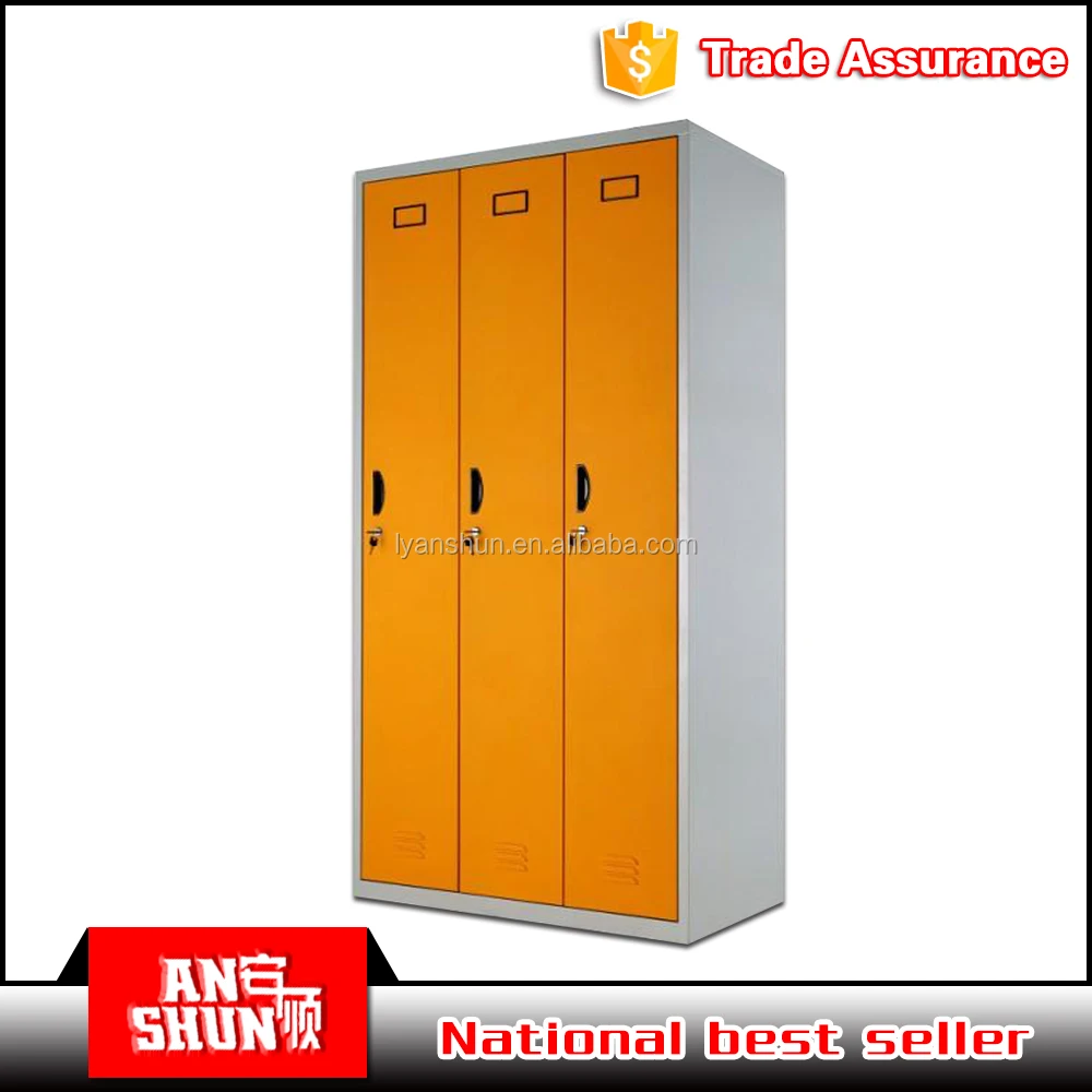 hot sale clothes storage cabinet  used 3 door locker wardrobe metal clothing cupboard metal steel locker cabinet for gym