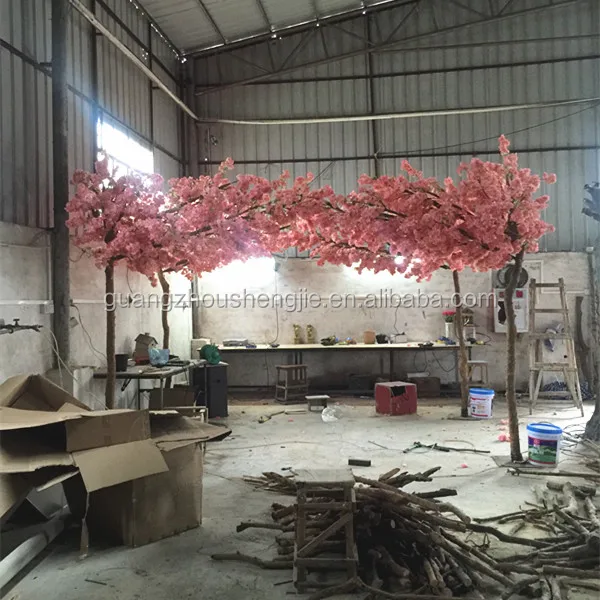 Wholesale cheap indoor wedding artificial cherry blossom arch tree white or pink flower arch tree