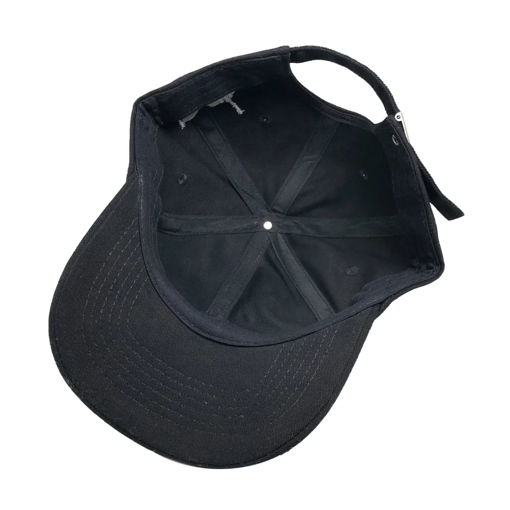 Wholesale high quality 100% black cotton custom logo Embroidery dad cap hat