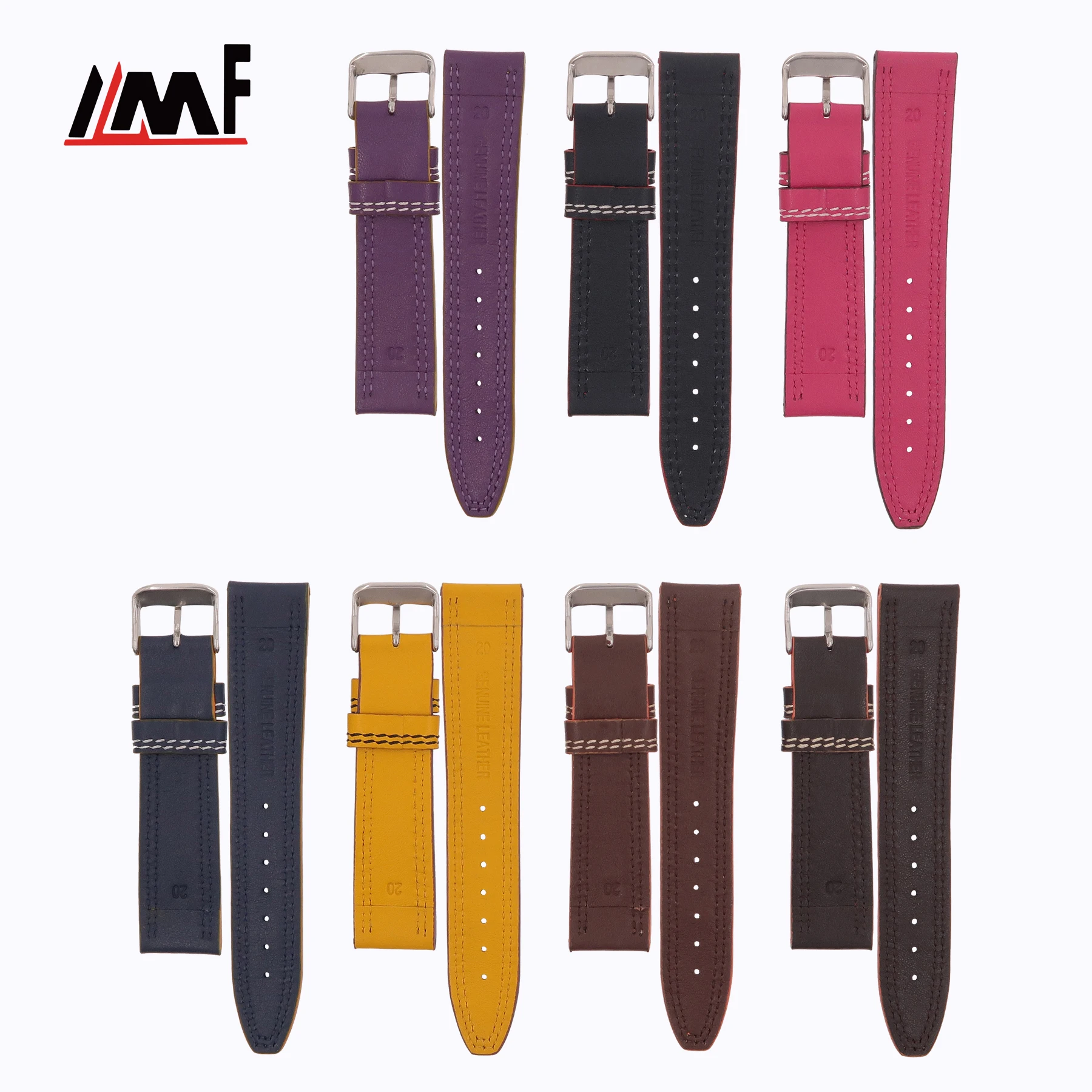 Top Grade Glamourous cut edge Nappa Leather multi color 14mm 16mm 18mm 20mm 21mm Soft Watch Strap  Jewelry for Ladies