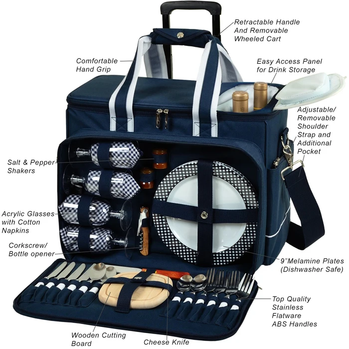 New design Insulated Trolley Drinks Picnic bag with wheels