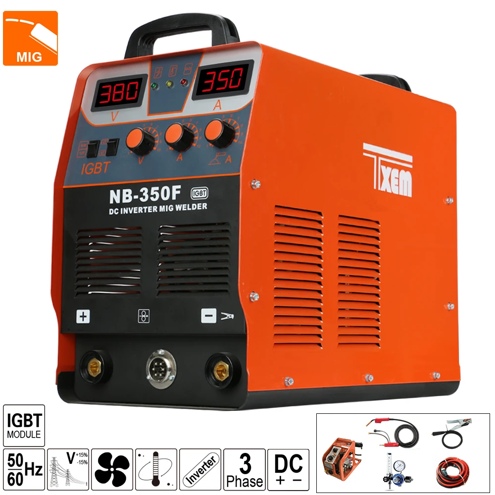 Лучшая цена nbc 350 mig 350 сварочный аппарат mig-350 igbt Инвертор pulse co2 Алюминиевый mig сварочный аппарат