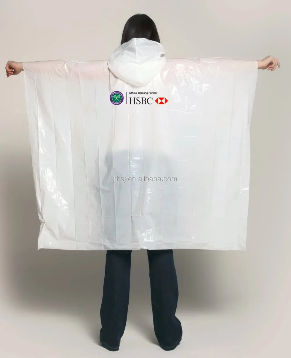 
Phthalates free LDPE outdoor rain poncho 