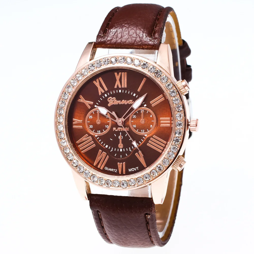 
Luxury Ladies Leather Wrist Watches Western Ladies Fancy Women Watch Made With Crystal women fancy leather watches 