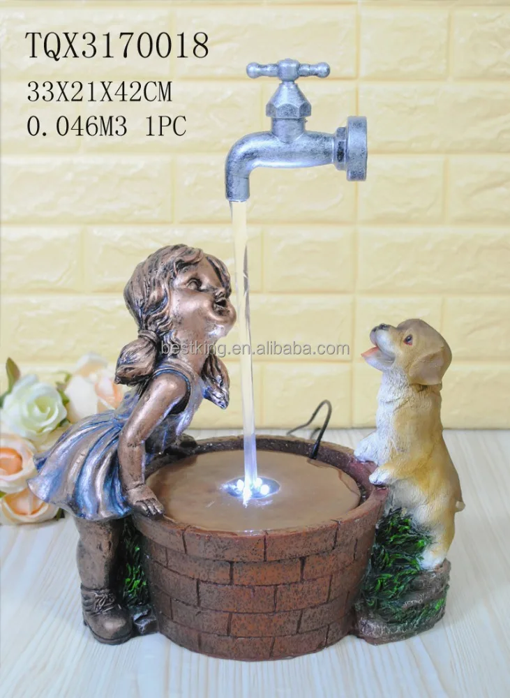 Import and export trade product warranty polyresin garden fountain