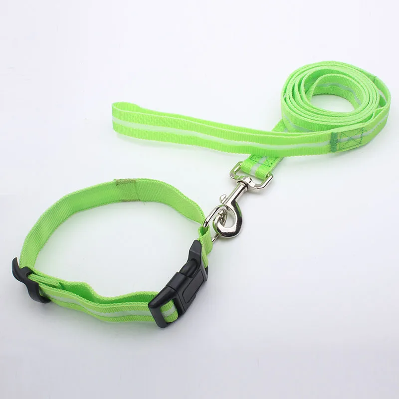 2024 New Products Innovative Product Customized Led Flashing Light Up Nylon Adjustable woven Dog Collar And Leash Sample Free