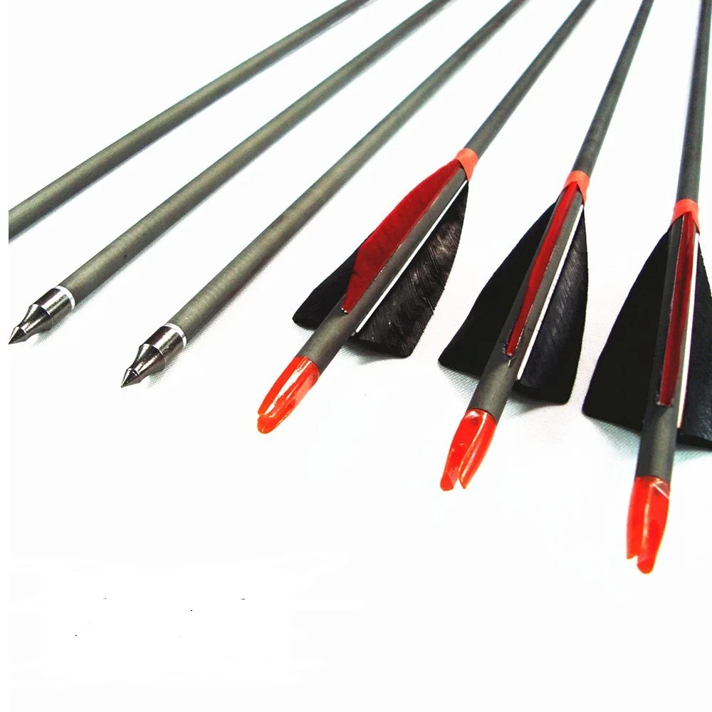 Высококачественная стрела из углеродного стержня с перьями индейки