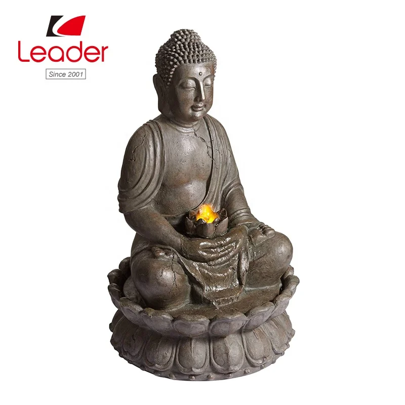 2019 New Polyresin Outdoor Buddha Statues with LED Light Buddha Water fountain