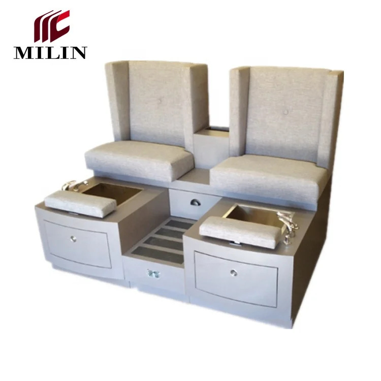 
Double seats pedicure spa chair set luxury pedicure sofa chair with sink and drainage 