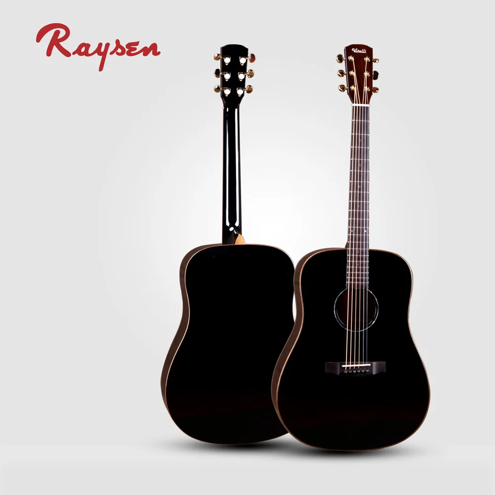 Handmade Chinese Acoustic Guitar Black Acoustic guitar Wholesale factory price Custom Brands Color