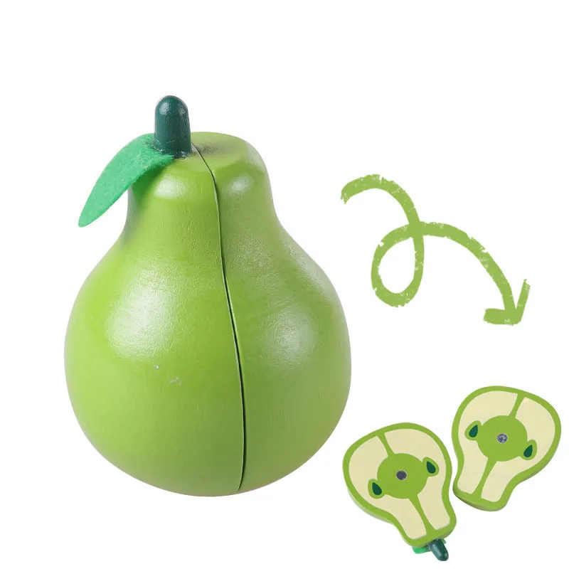 Children Early Learning Kitchen toys wooden fruits set for kids pretend playing