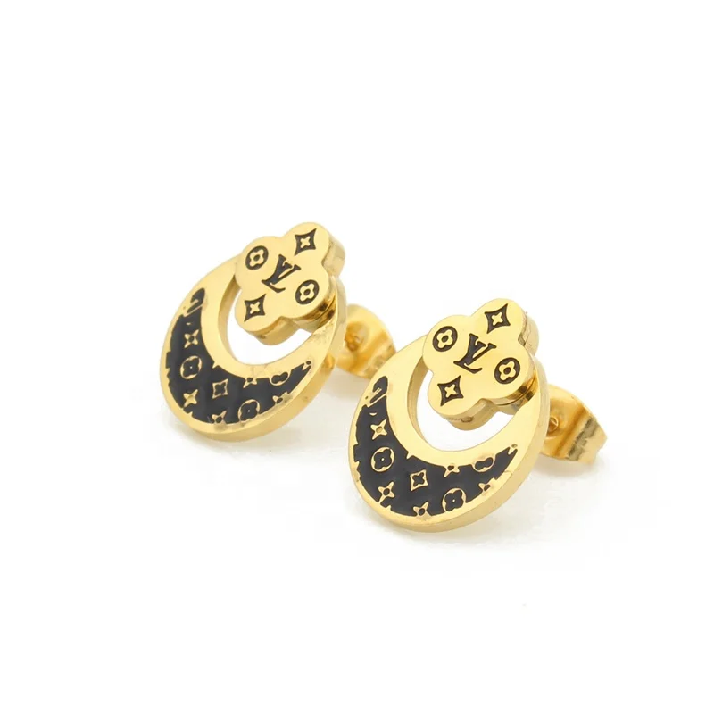 
High Fashion Wholesale Cheap Women Enamel Stainless Steel Gold Necklace Set Jewelry 