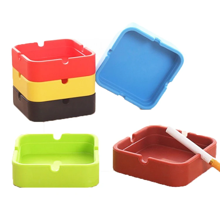 
Wholesale Colorful Heat Resistant Square Silicone Ashtray Eco-friendly unbreak cigar smoking tobacco pocket ashtray for car 