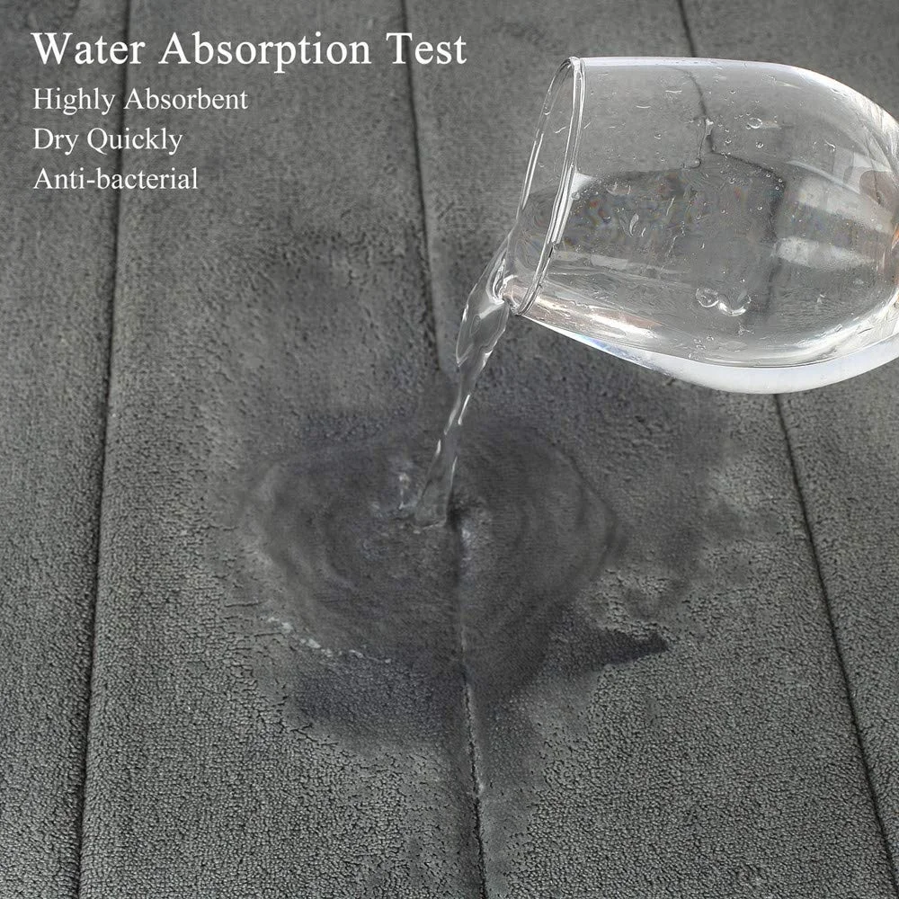 Amazon Bathroom Kitchen Door Non Slip Thick Coral Velvet Bathmat Absorbent Bath Rug Memory Foam Bath Mat with Anti-Skid Bottom