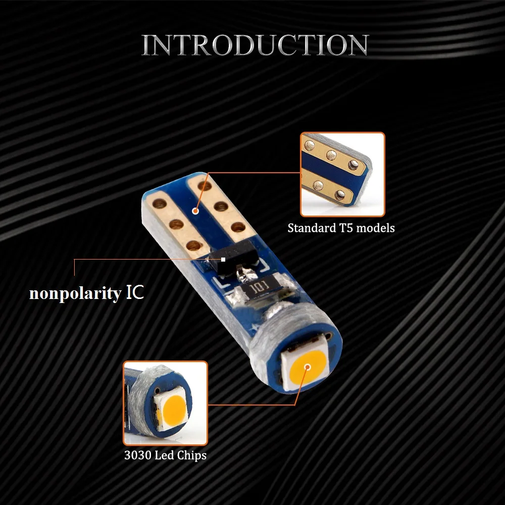 
High Grade 3030 1SMD T5 W3W 37 73 74 Wedge Instrument Panel Tacho Gauge Bulb Cluster Lamp Dash LED Light 