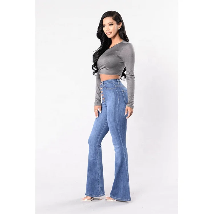 
Hot selling products wash waist micro trumpet flare pants for women jeans 