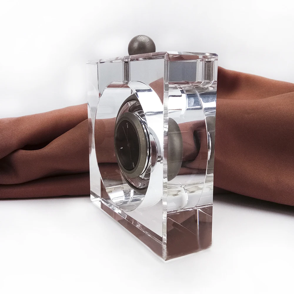 
Custom Engraved Block Clear Glass Small Crystal Desk Clock For Souvenir Gift. 