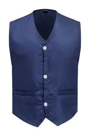 Sleeveless Buttons V Neck Mens Vest Wholesale for Waiter volunteer Supermarket vest overalls