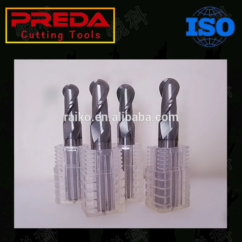 China ferramentas Solid Carbide CNC cutting Tools  HRC70 TIALN coated 2 Flutes Ball Nose end mill milling cutter