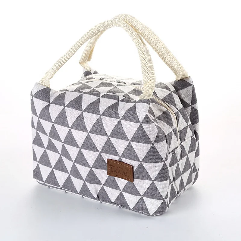 Simple Striped Cloth Art Aluminum Foil Delivery Bento Insulated Portable Lunch With Zipper Lunch Box Bag