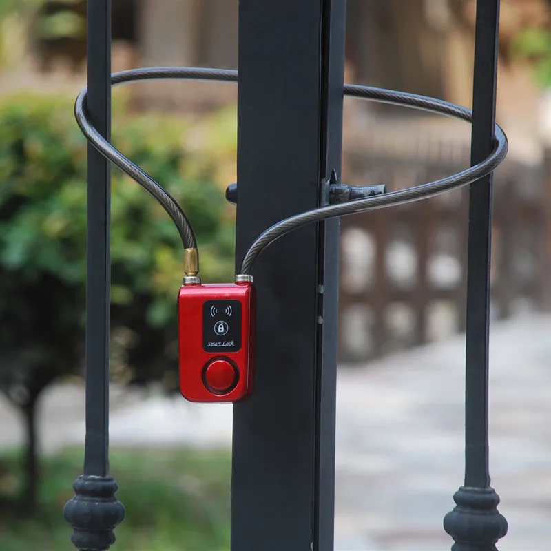 bike security accessories 110db alarm anti theft mobile phone app control outdoor bicycle steel wire smart cycle lock