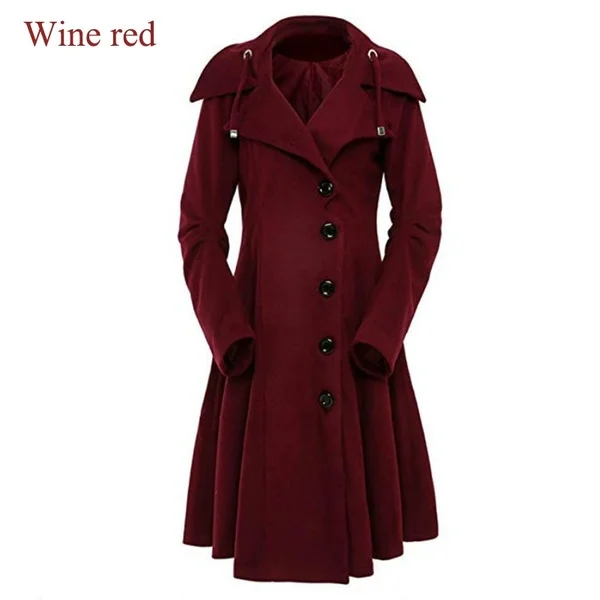 Plus Size S-7XL Fashion Women Tops Long Medieval Trench Coat Women Winter Black Gothic Coat Elegant Women Coat Vintage Female
