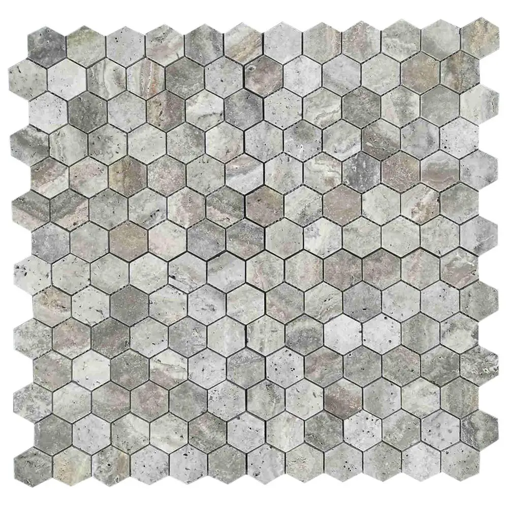 Centurymosaic Wholesale Customized Grey Wall Mosaic Showroom Panel Floor Marble Tile