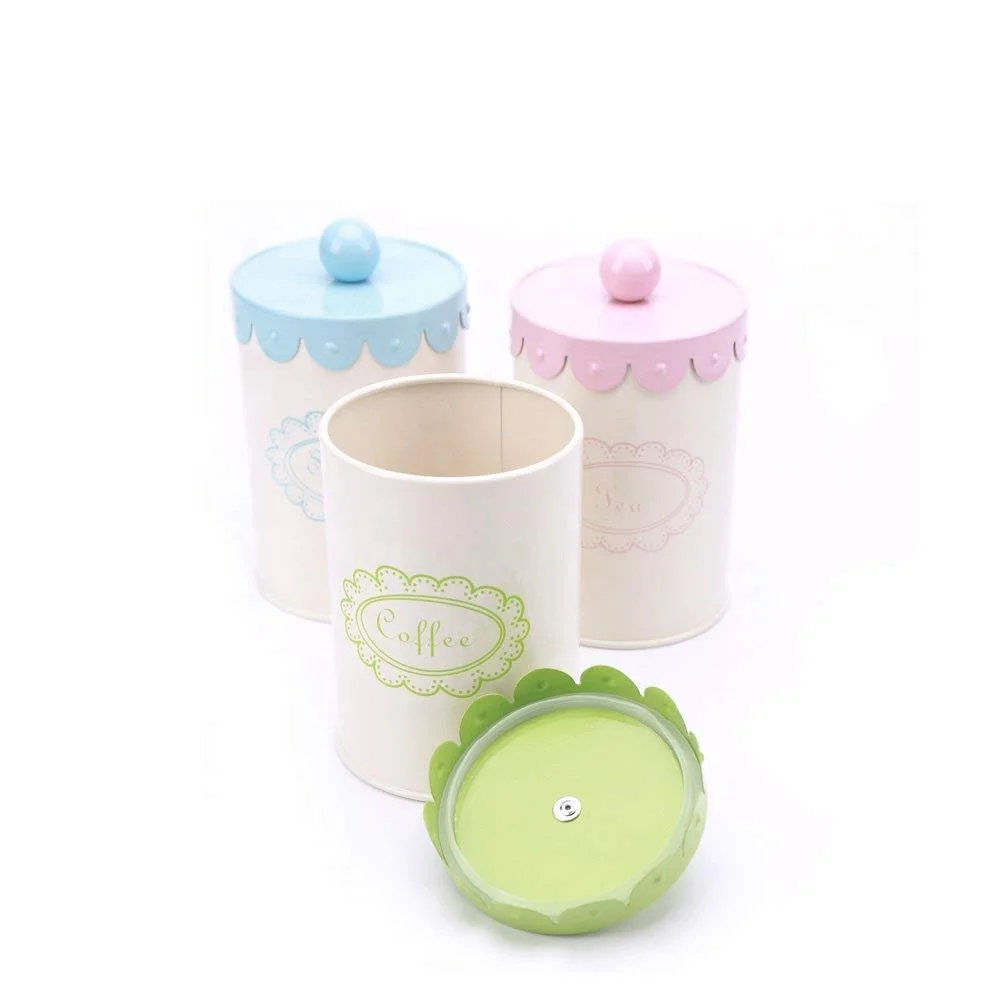 Kitchen Bread Box,Tea,Coffee,Sugar Storage box Set/Food Storage Containers with Air Tight Metal Lids