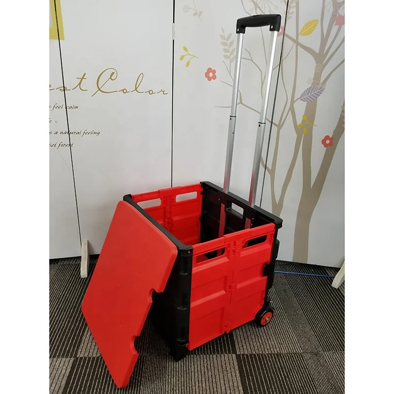 
Collapsible portable household plastic shopping cart 