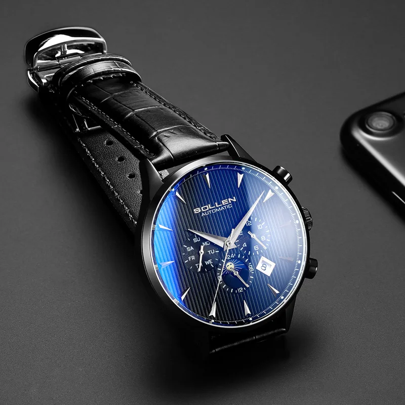 Мужские часы DFSL303, светящиеся в темноте, водонепроницаемые автоматические часы, деловые часы