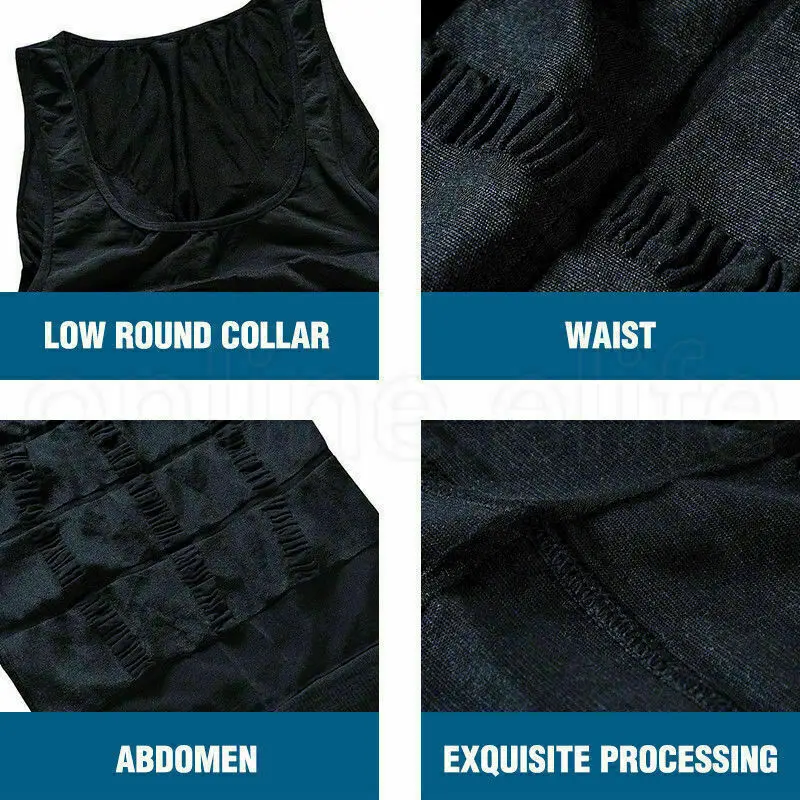 
Custom Logo Mens Black Sleeveless High Compression Tummy Slimming Shirt Body Shaper Vest 