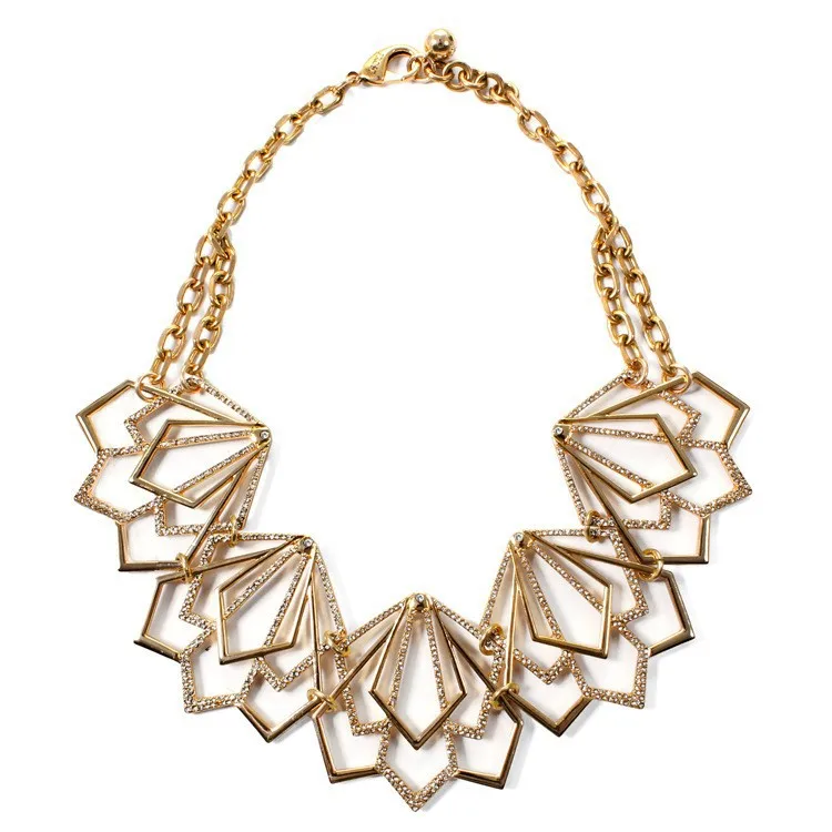 
new handmade charm irregular diamond necklace,unique modern style gold chain latest design necklace fashion jewelry for party 