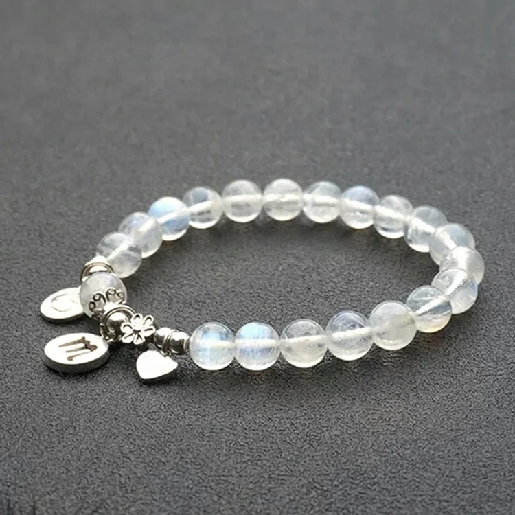 Women Round Logo Charm Crystal Natural Stone Bead 12 Chinese Zodiac Animals Bracelets