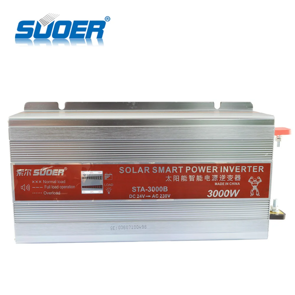 Suoer 24V 220V 3000W Off Grid Intelligent Factory Inverter 3KW Inverter Modified Sine Wave Inverter