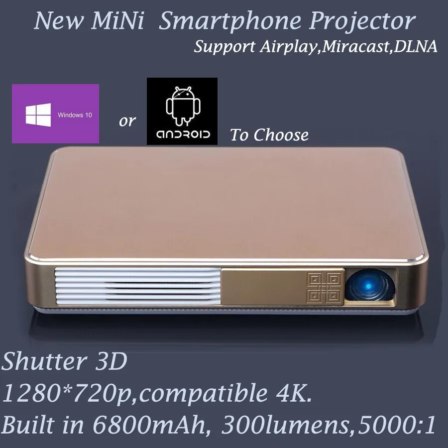 Новые встроенные окна 10 full hd 1280x720 мини 3D DLP проектор