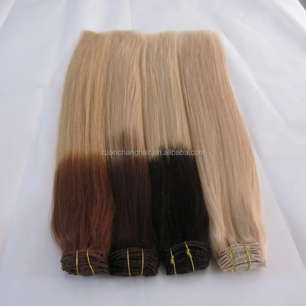 ombre color single piece human hair clip in one piece two tone