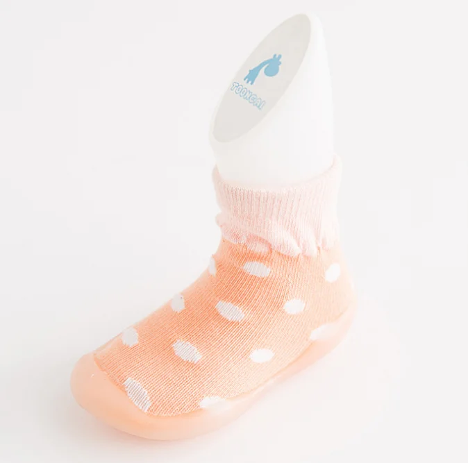 
Polka dot 5 solid color rubber sole anti silp kids pre walk socks 