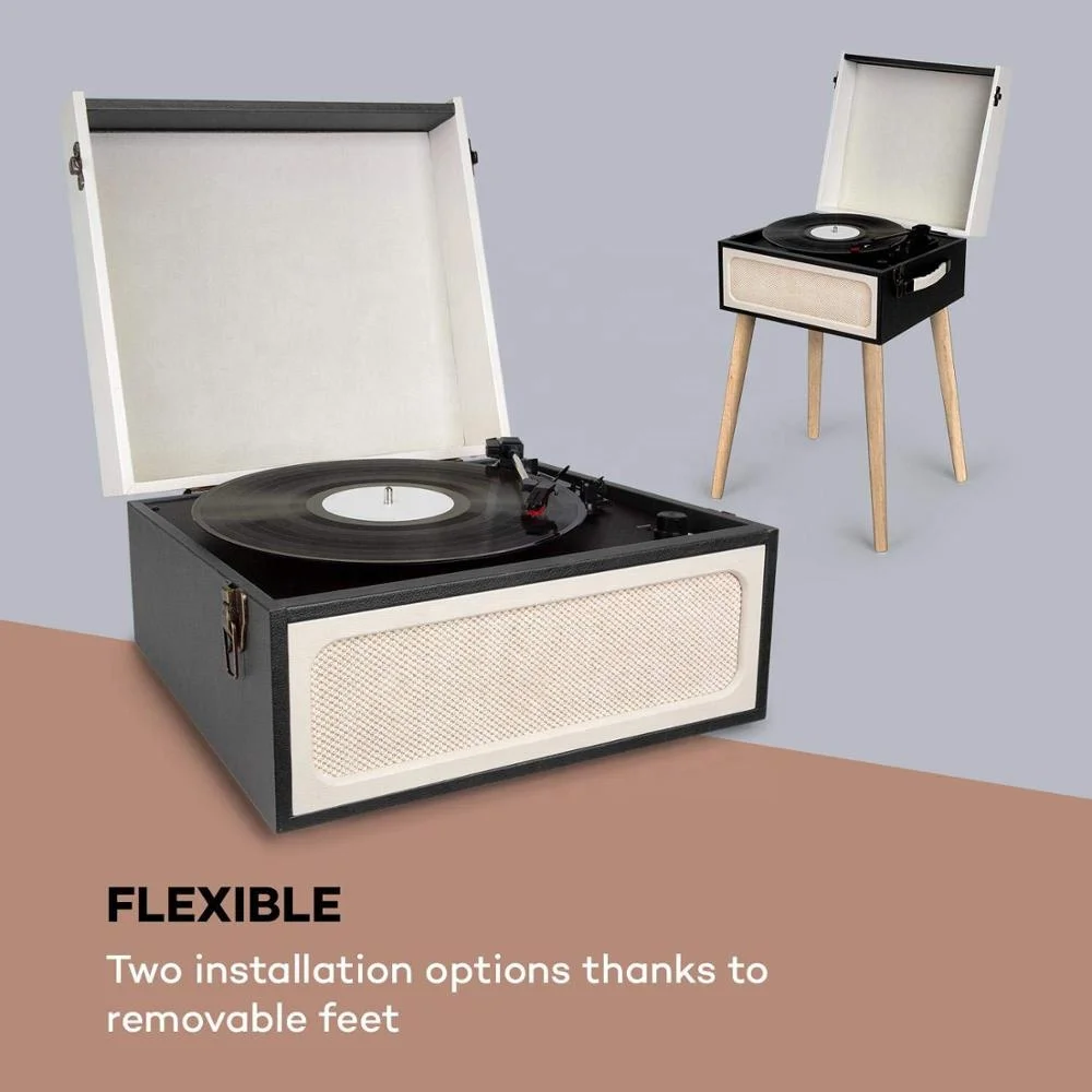Wholesale modern turntable tocadiscos,wooden suitcase record player with legs
