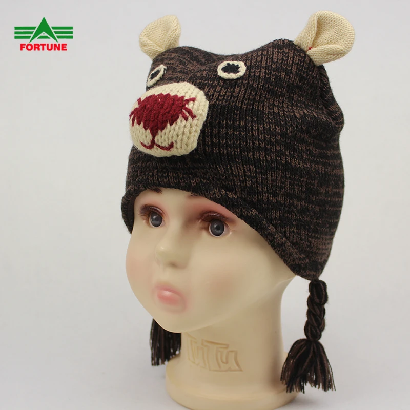 Winter Hats Knitted Baby Faces Cute Imitate Animal Earflap Hat Children Beanies For Kids With 3D Winter Animals