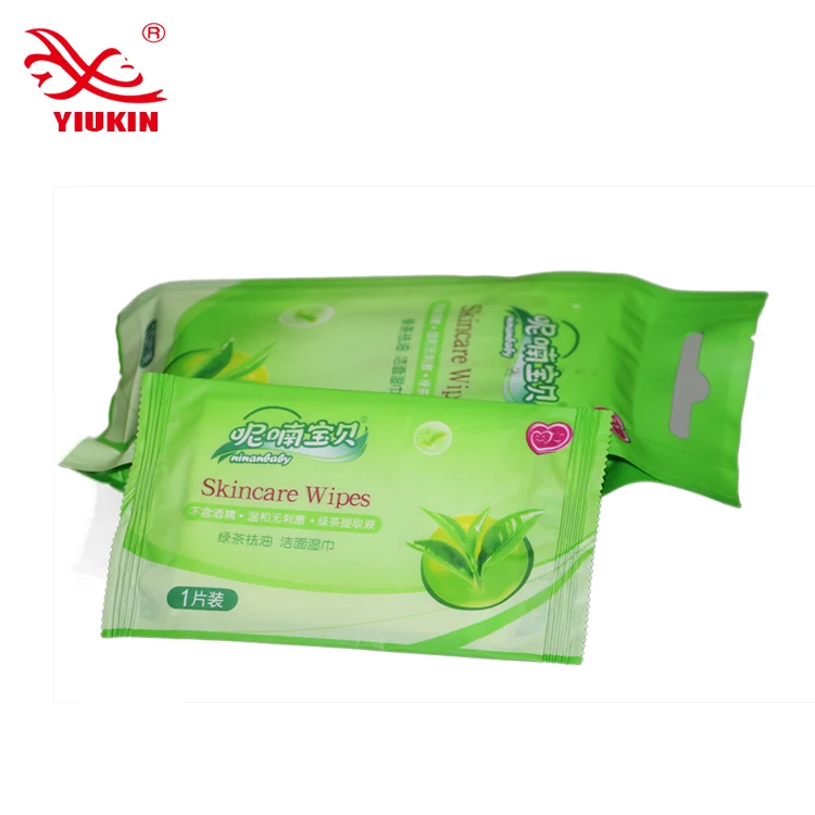 Individual Packing Green Tea Scent Wet Wipes Hand & Facial Tissue Wipes for travel cleaning
