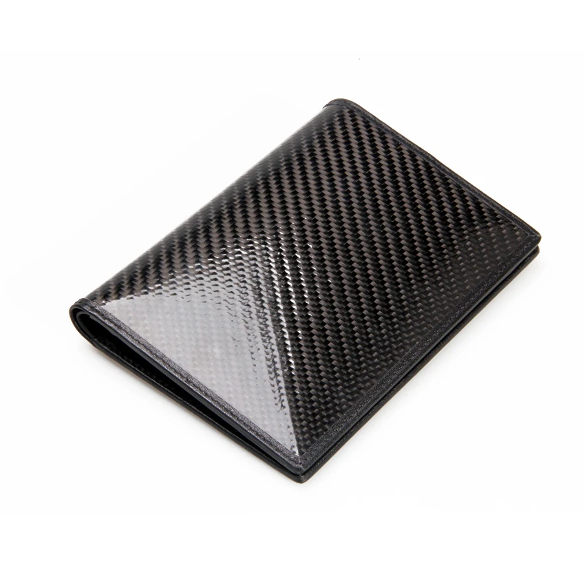 Factory Hot Sale RFID Blocking Genuine Carbon Mens Passport Holder 3 Card Slot Passport Cover