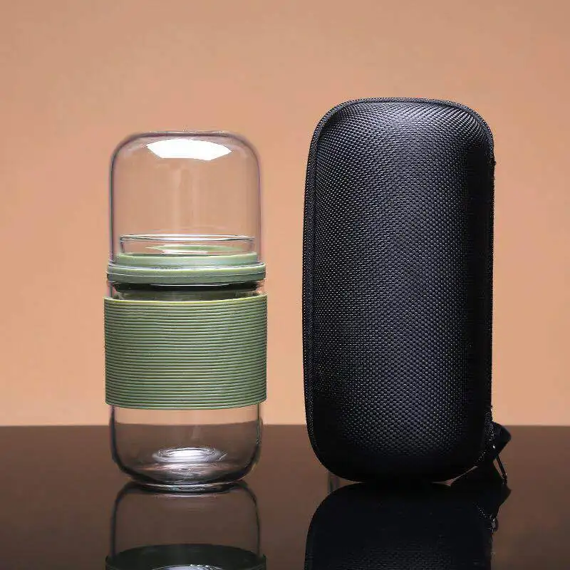 Portable Simple Travel Glass Tea Set with Kung Fu Tea Cups Elegant Teapot